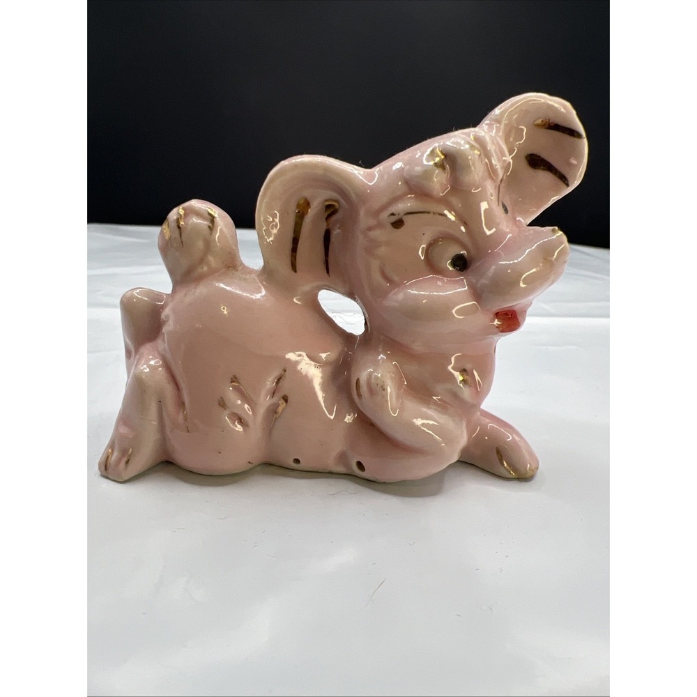 Vtg 1950s Anthropomorphic Pink Poodle Figurine Japan Ceramic MCM Kitsch Dog Gold